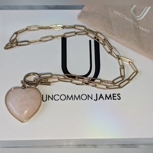 NIB Uncommon James Big Love Pink Quartz Heart w/ toggle clasp